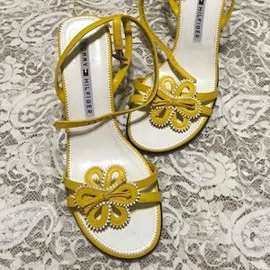 Tommy Hilfiger flower heels in yellow